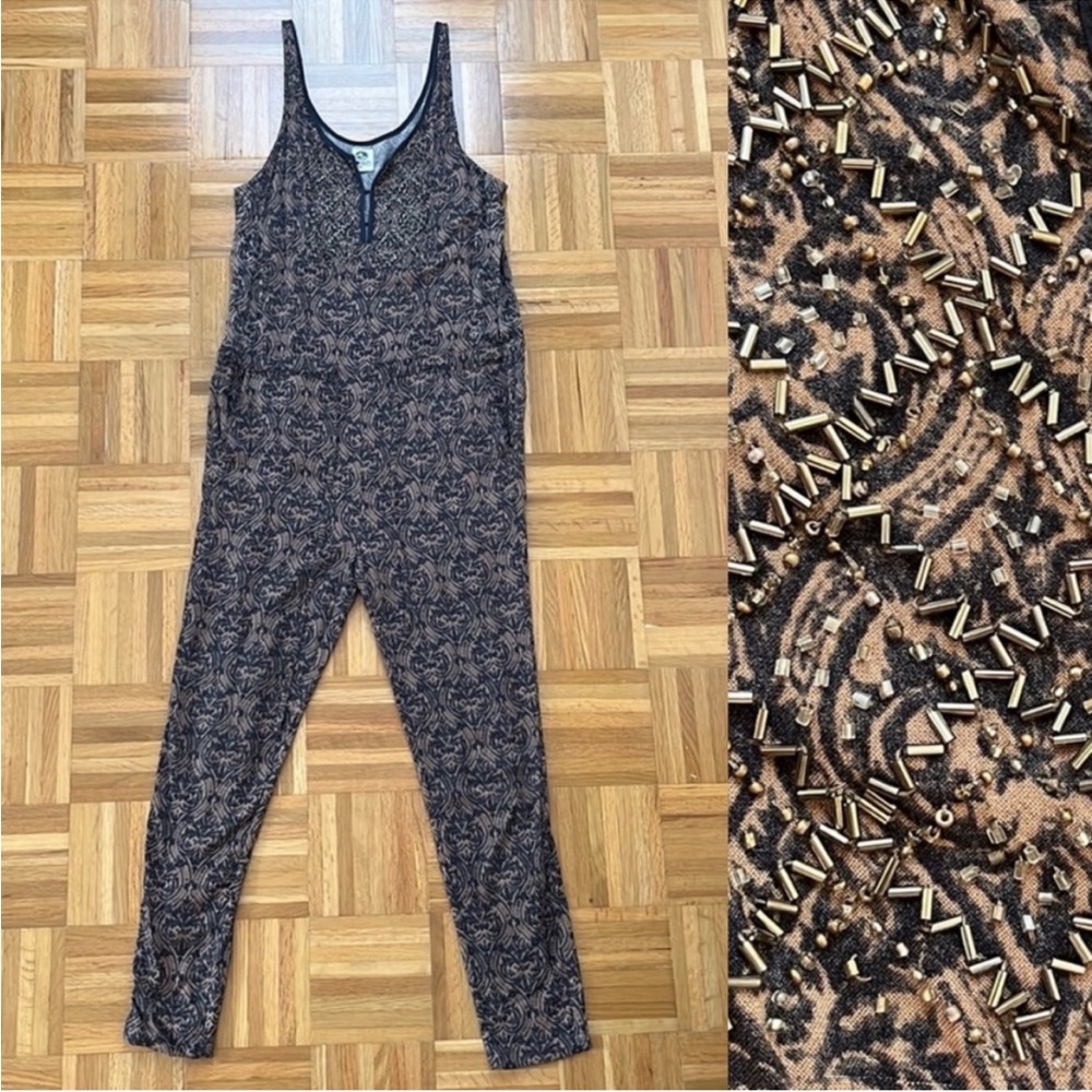 ANTHROPOLOGIE Beaded Paisley Sleeveless Jumpsuit XS